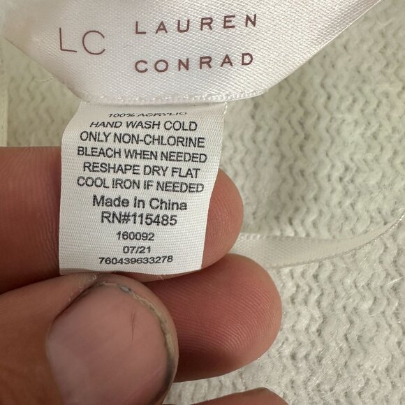 LC Lauren Conrad Women's Fringe Shawl Wrap 100% Acrylic One Size Ivory - Picture 4 of 4